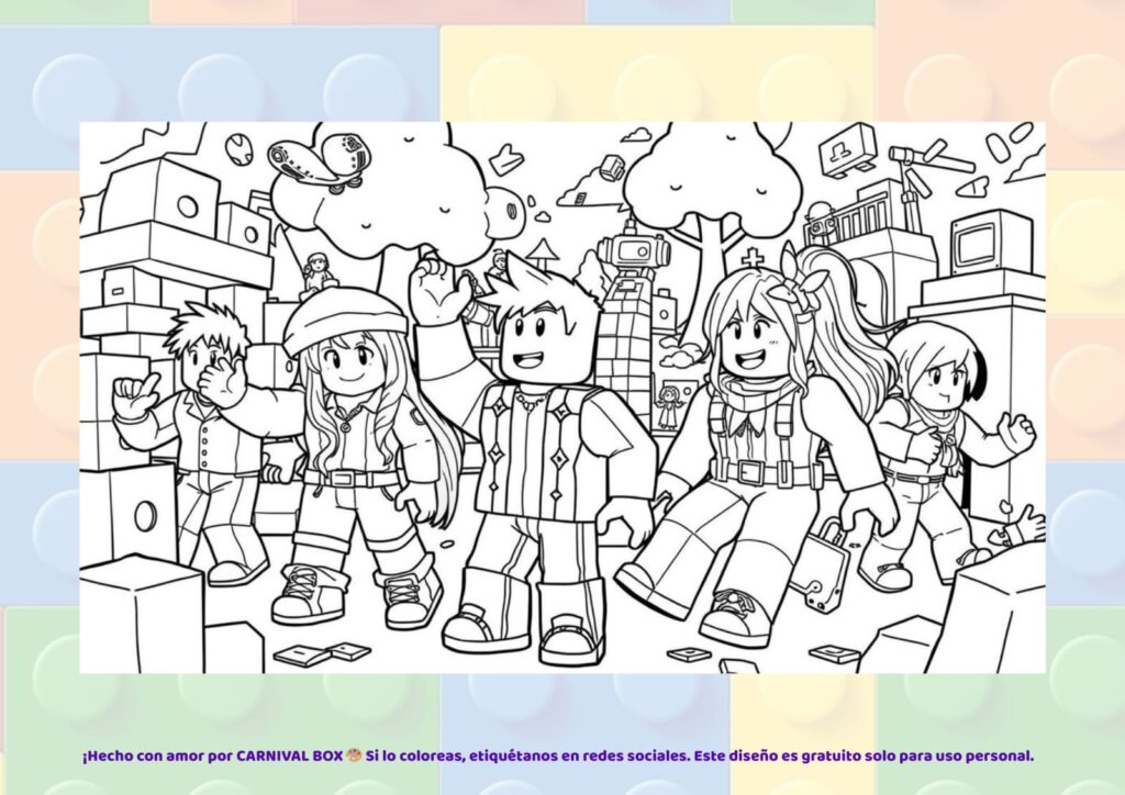 Dibujo de Minecraft para colorear Steve y personajes imprimir gratis Carnival Box